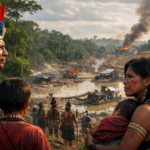 Comunidades indígenas observan la Amazonia devastada por el garimpo y la deforestación, símbolo de la exclusión y la disputa ambiental que atraviesa Brasil.